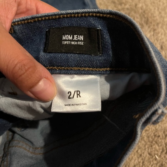 Express Mom High-Rise Straight Leg Jeans in Medium Blue - Picture 5 of 5